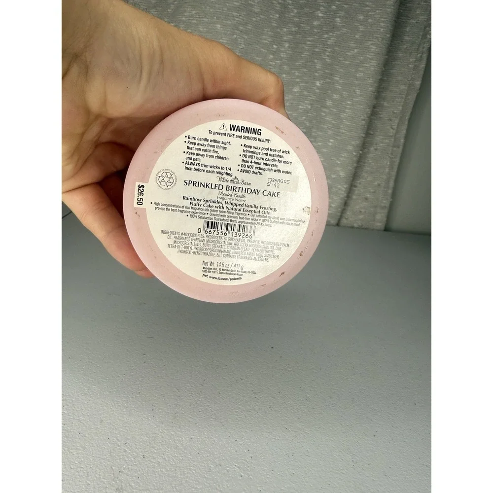 White Barn Bath Body Works 3 Wick Scented Candle SPRINKLED BIRTHDAY CAKE 14.5 OZ